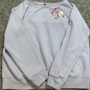 Blush pink embroidered crew neck